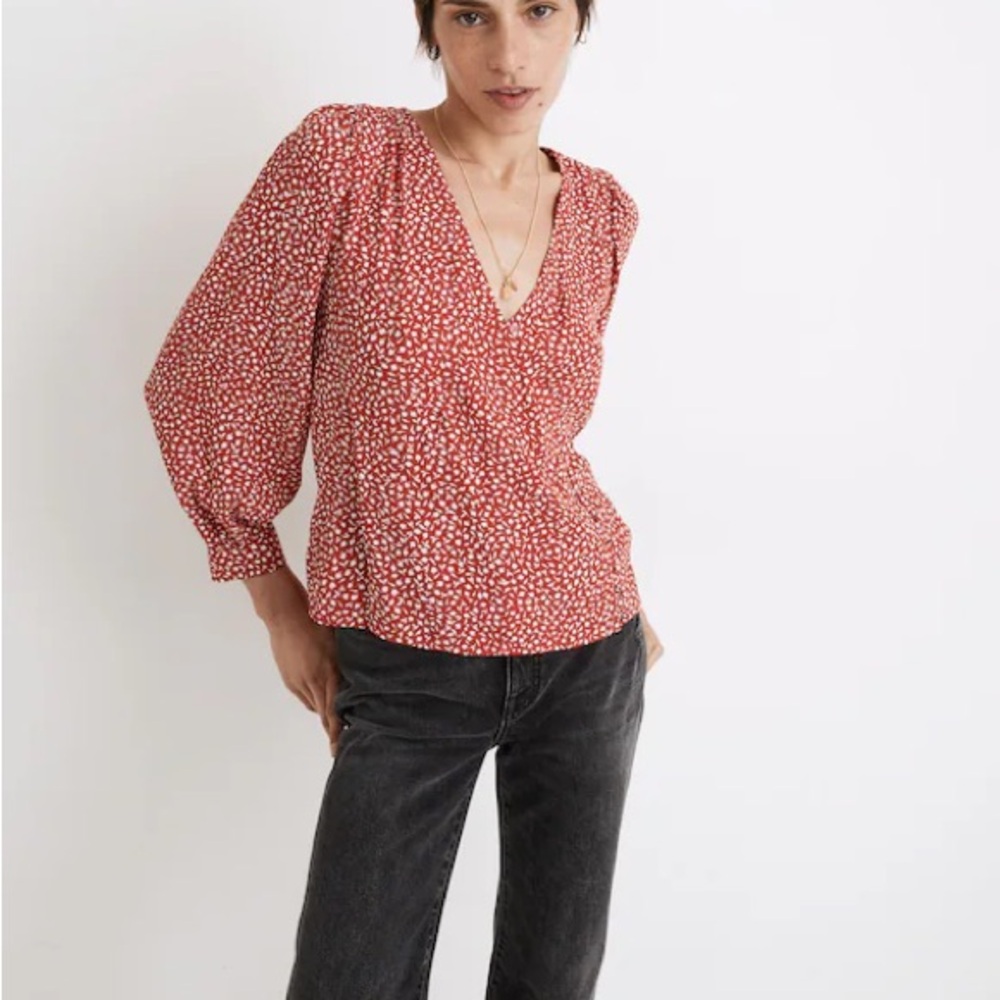 Madewell Red Floral Women's Top Medium